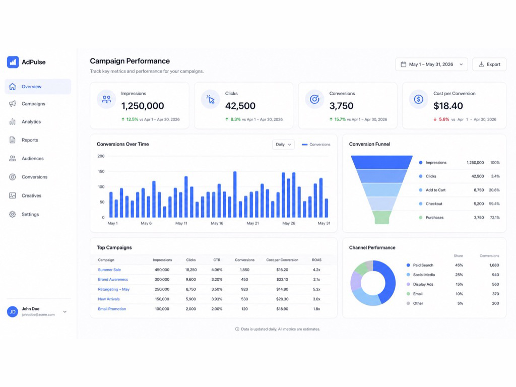 /dashboard — Panel de métricas o de control