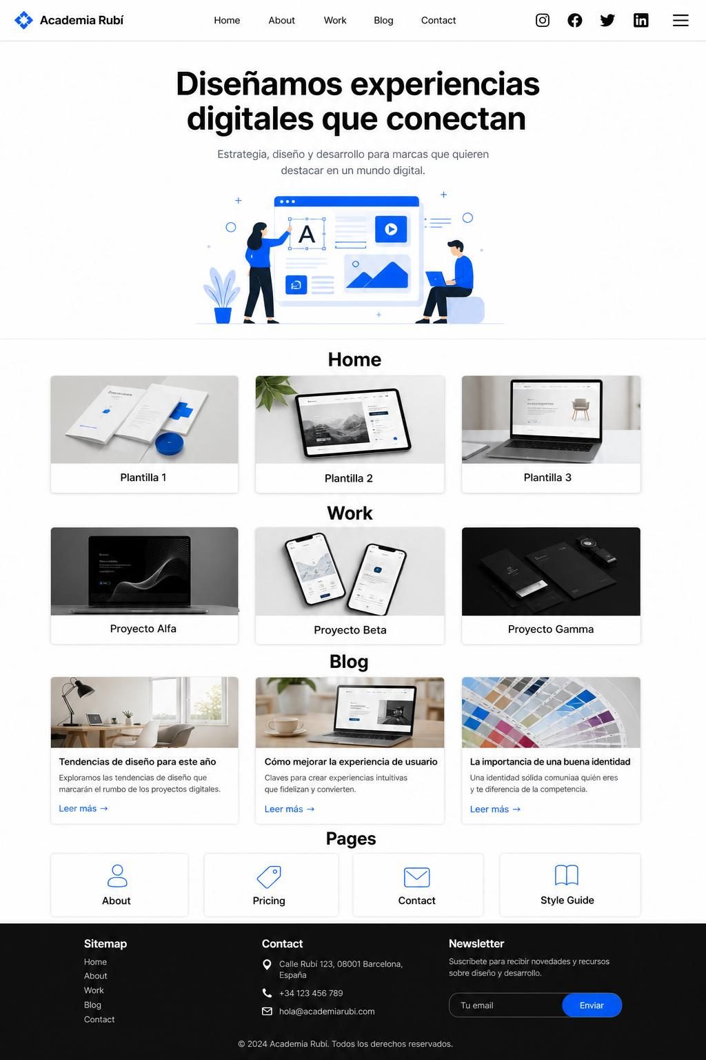 Academia Rubí — vista previa del theme