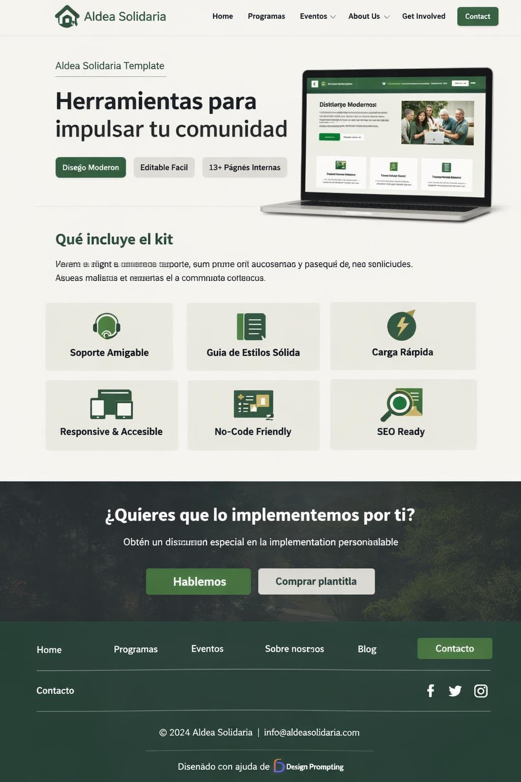 Aldea Solidaria — vista previa del theme