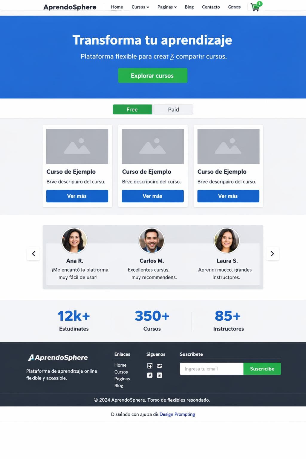 AprendoSphere — vista previa del theme