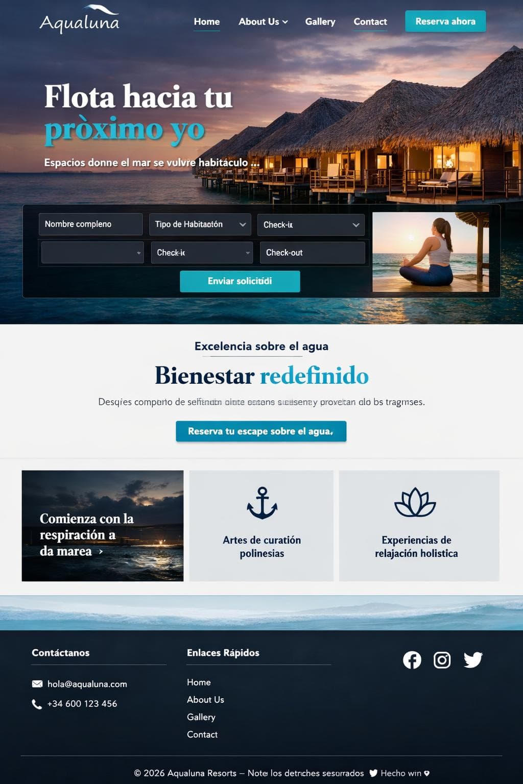 Aqualuna Resorts — vista previa del theme
