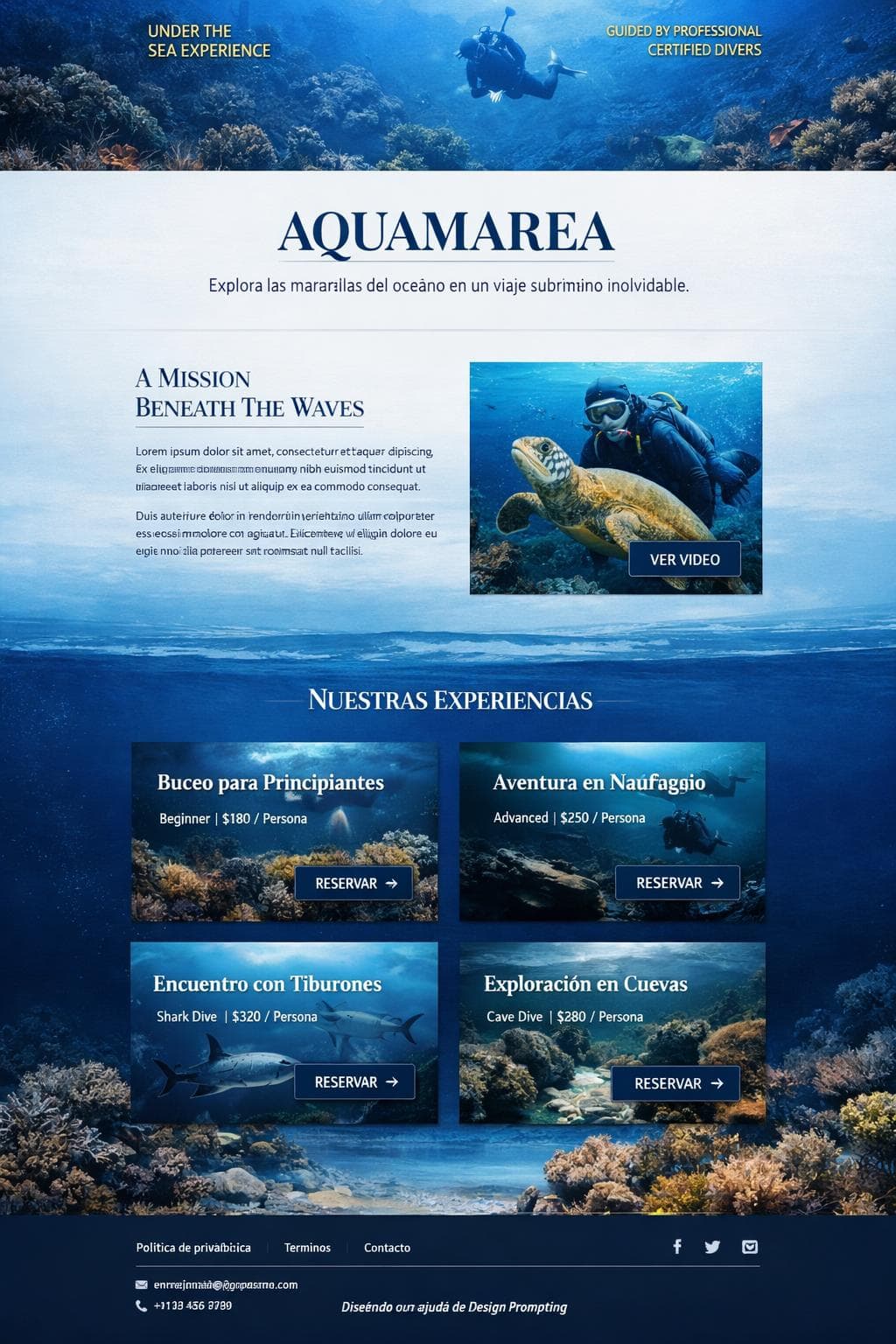 AquaMarea — vista previa del theme