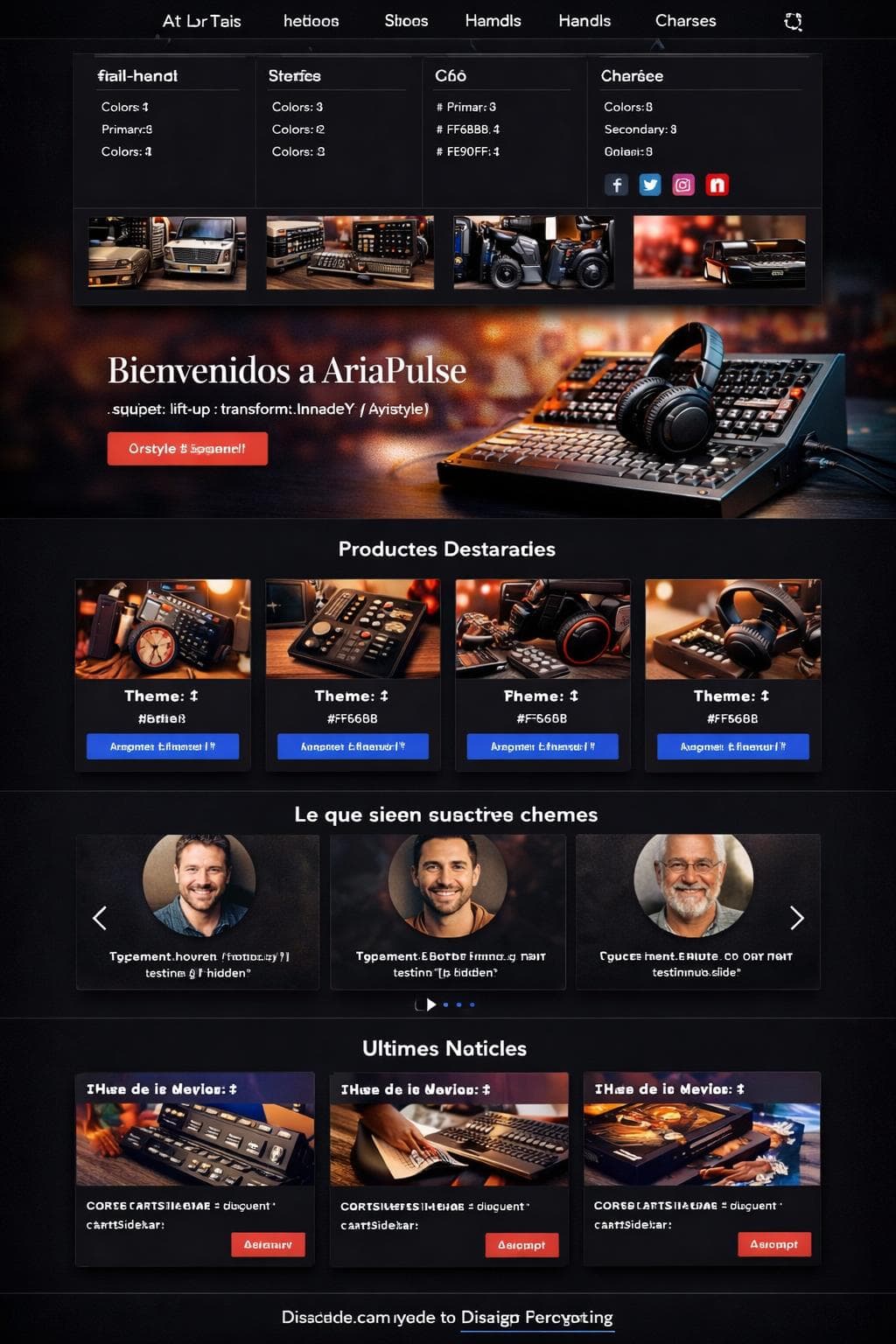 AriaPulse — vista previa del theme
