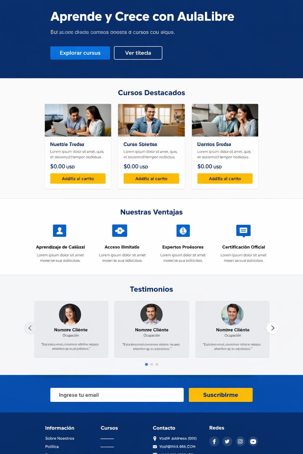 AulaLibre — vista previa del theme