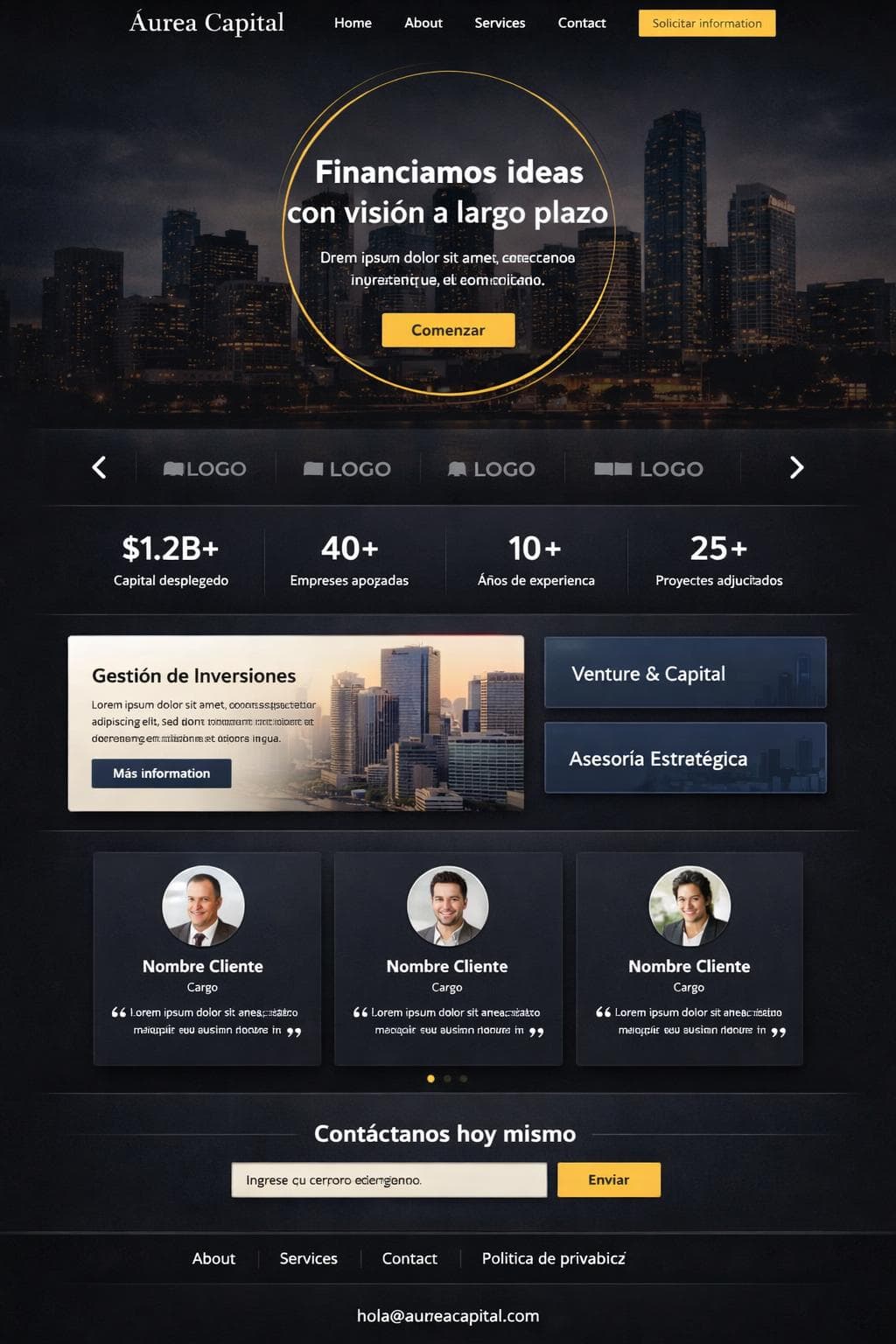 Áurea Capital — vista previa del theme