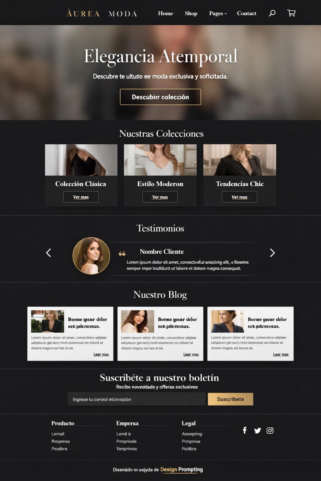 Áurea Moda — vista previa del theme