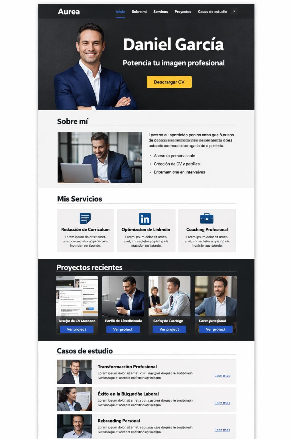 Aurea Perfil — vista previa del theme