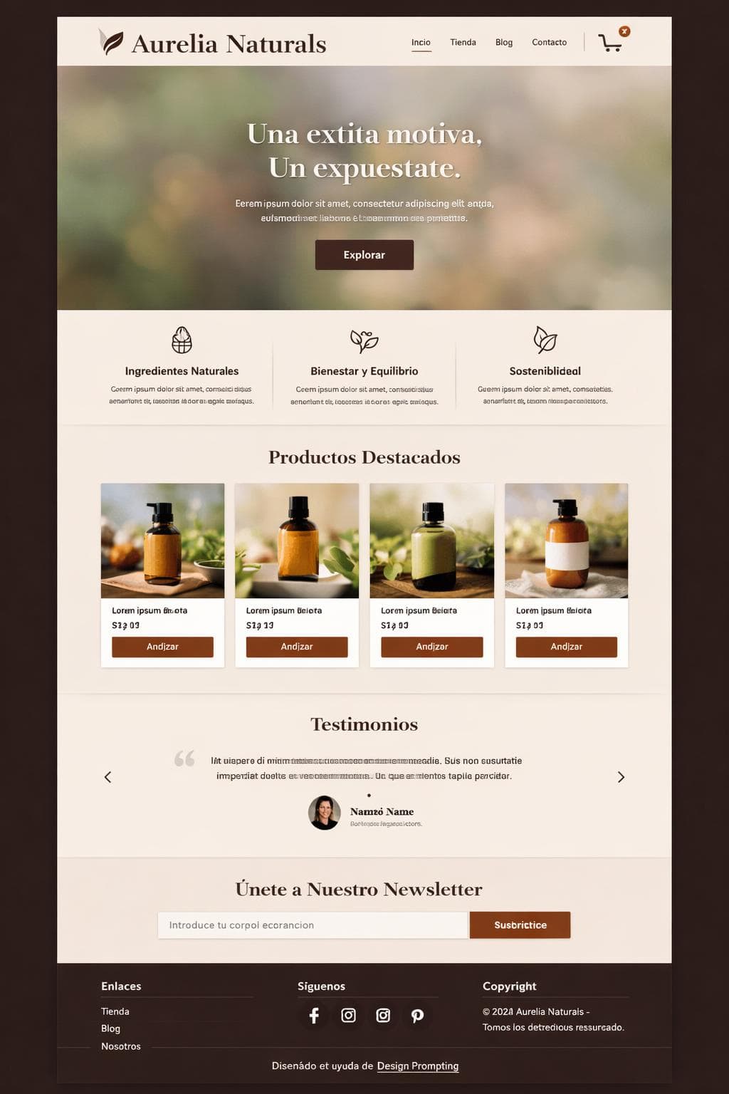Aurelia Naturals — vista previa del theme