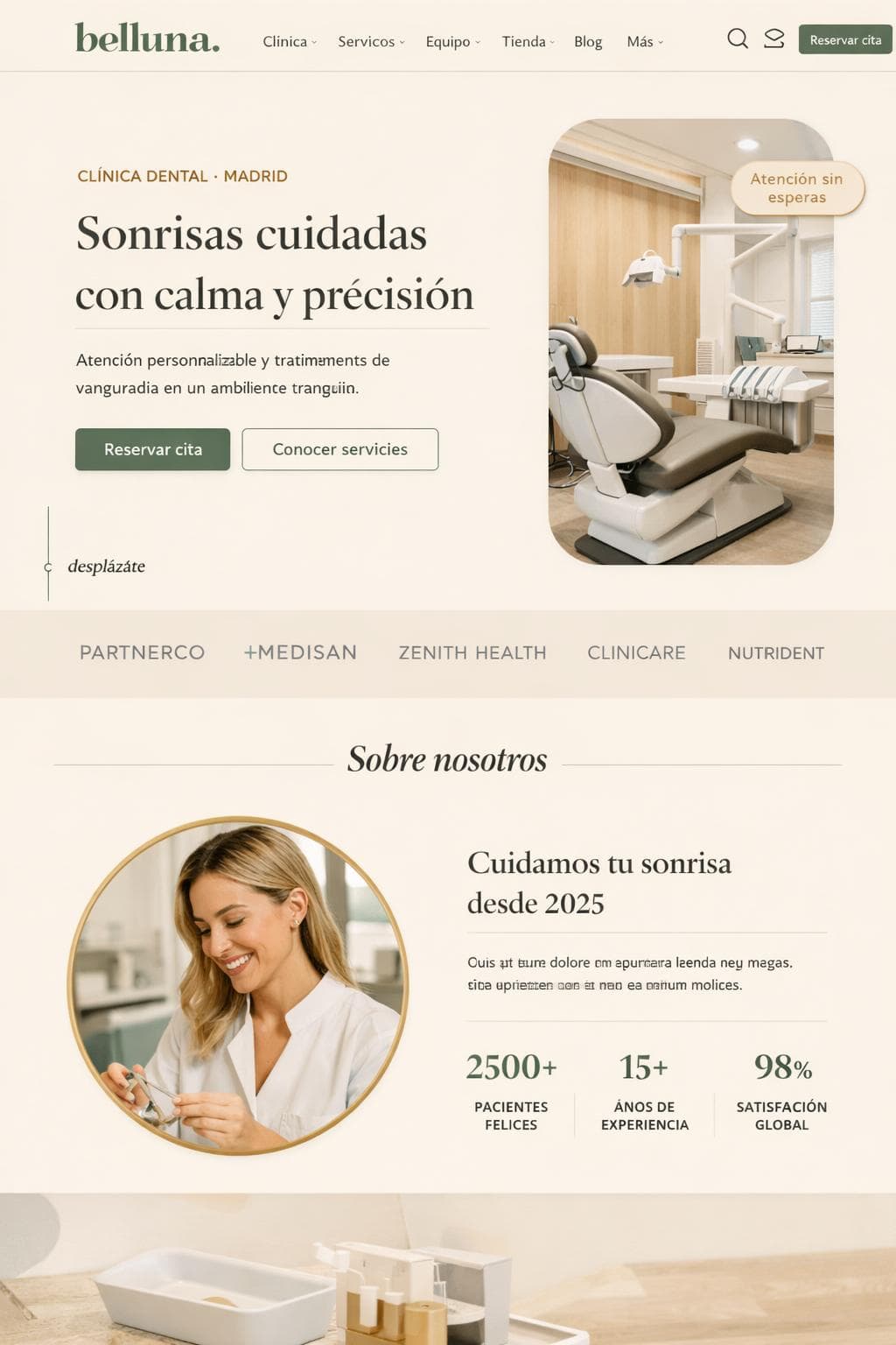 Belluna Dental — vista previa del theme
