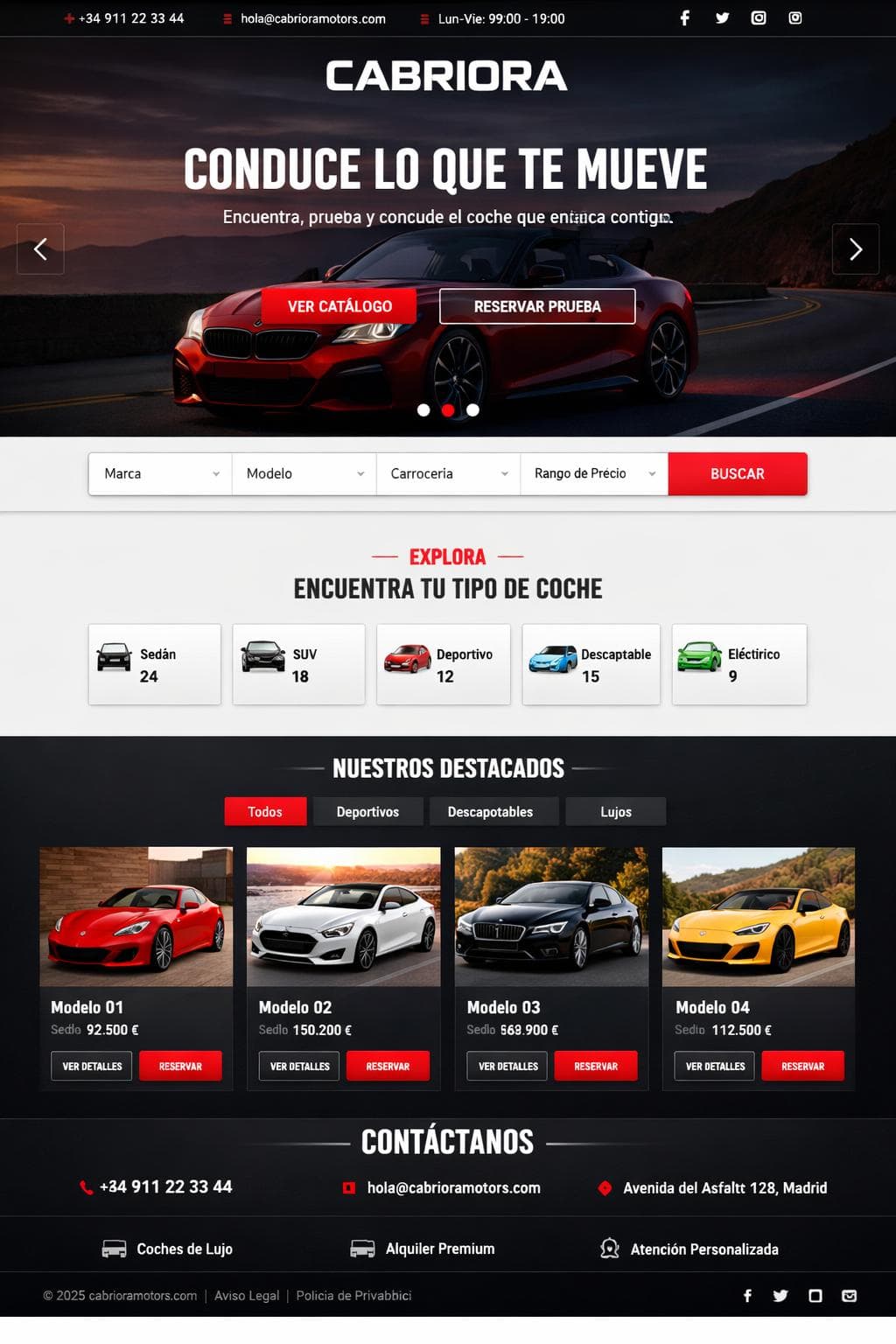 Cabriora Motors — vista previa del theme