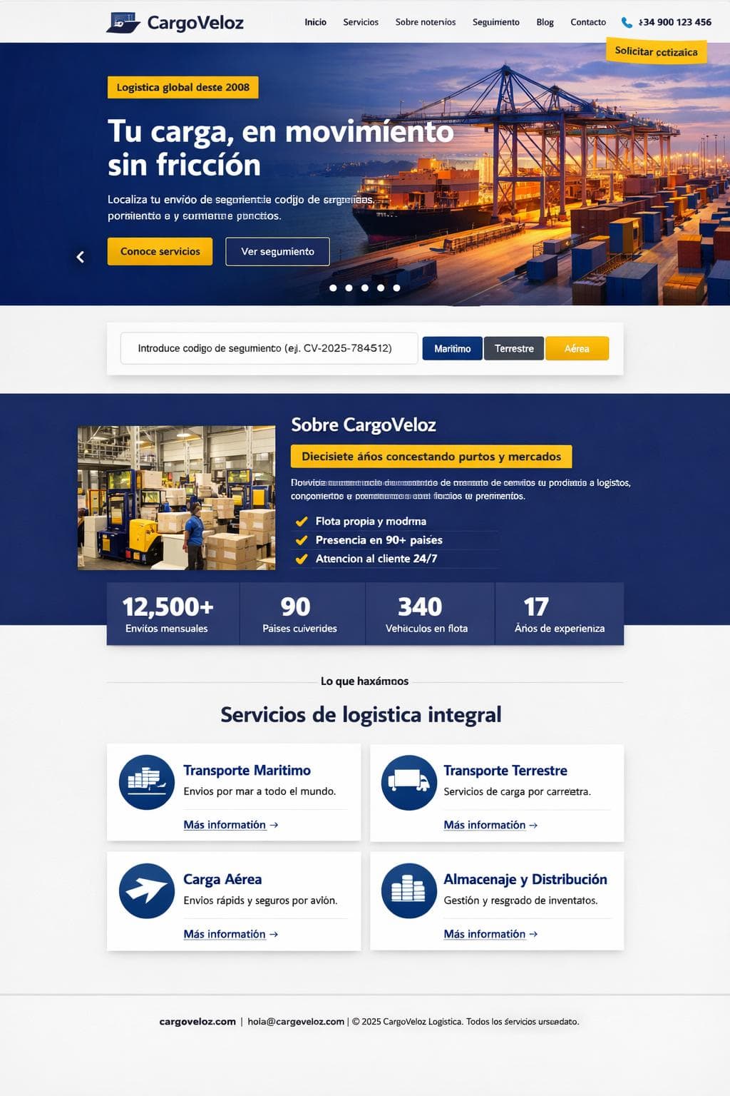 CargoVeloz Logística — vista previa del theme