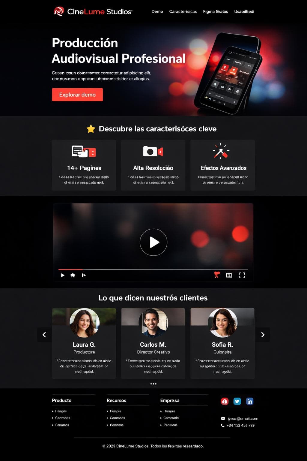 CineLume Studios — vista previa del theme
