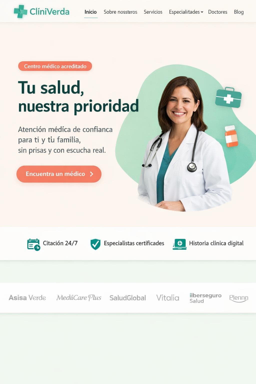 Cl&iacute;niVerda Salud &mdash; vista previa del theme