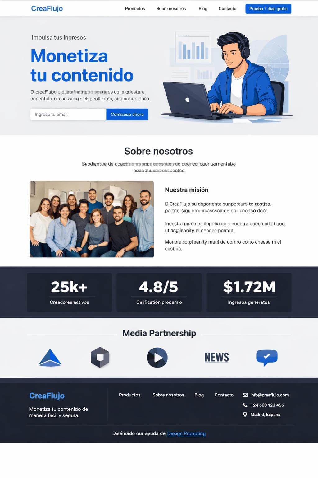 CreaFlujo — vista previa del theme
