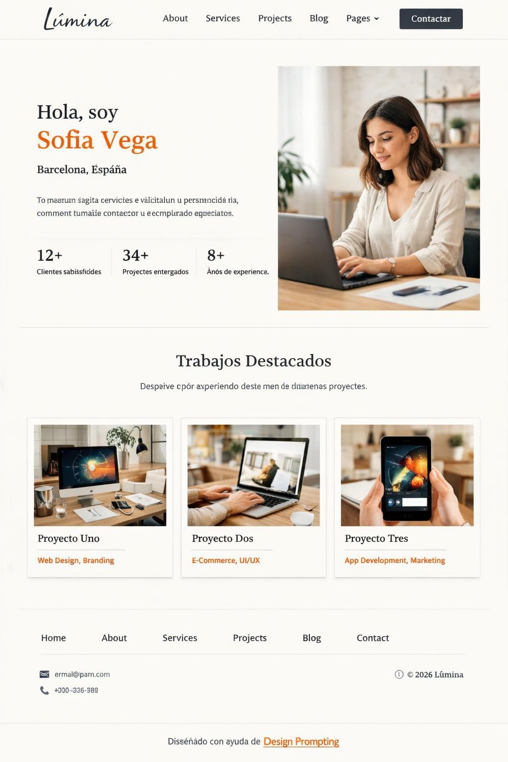 Estilo Lúmina — vista previa del theme