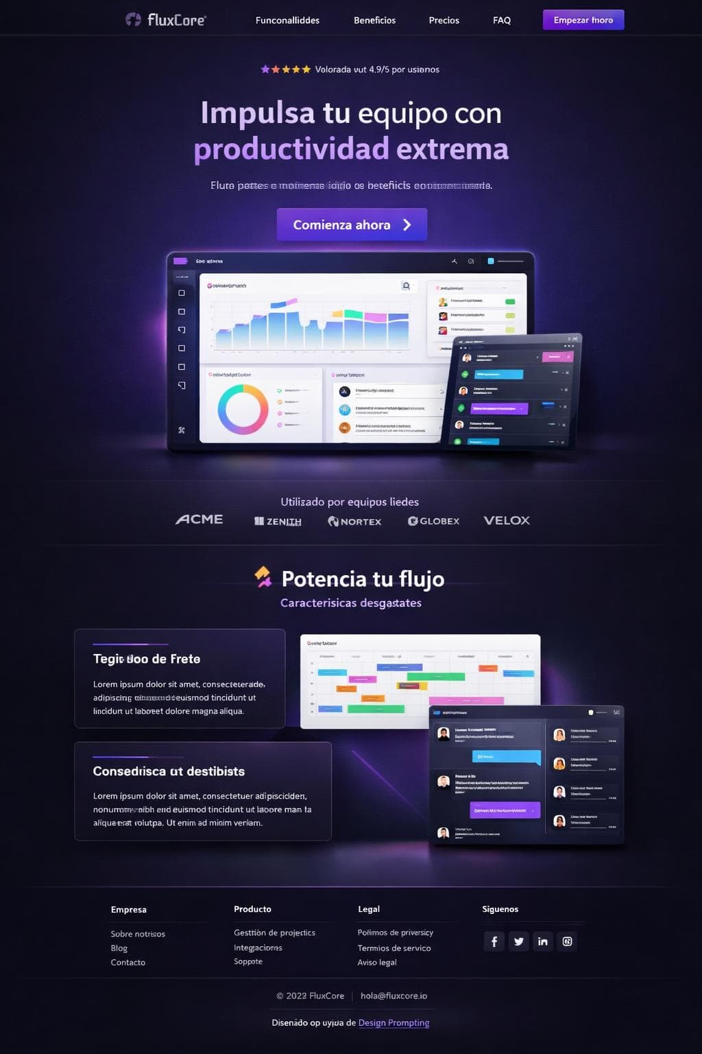 FluxCore — vista previa del theme