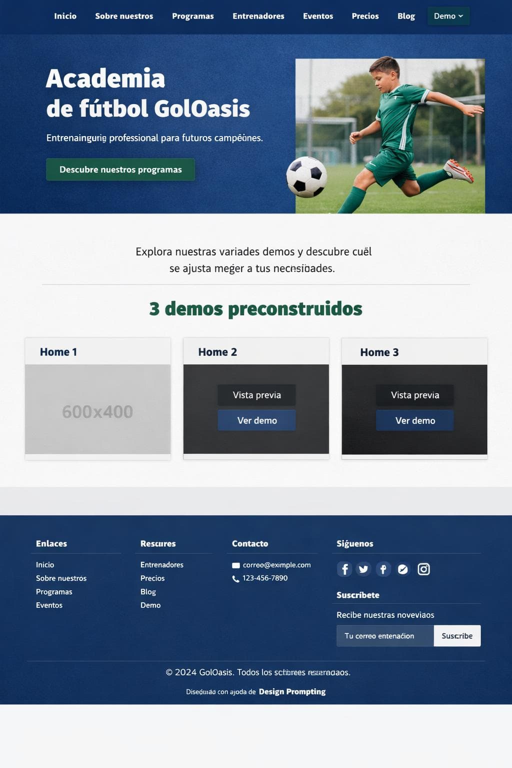 GolOasis — vista previa del theme