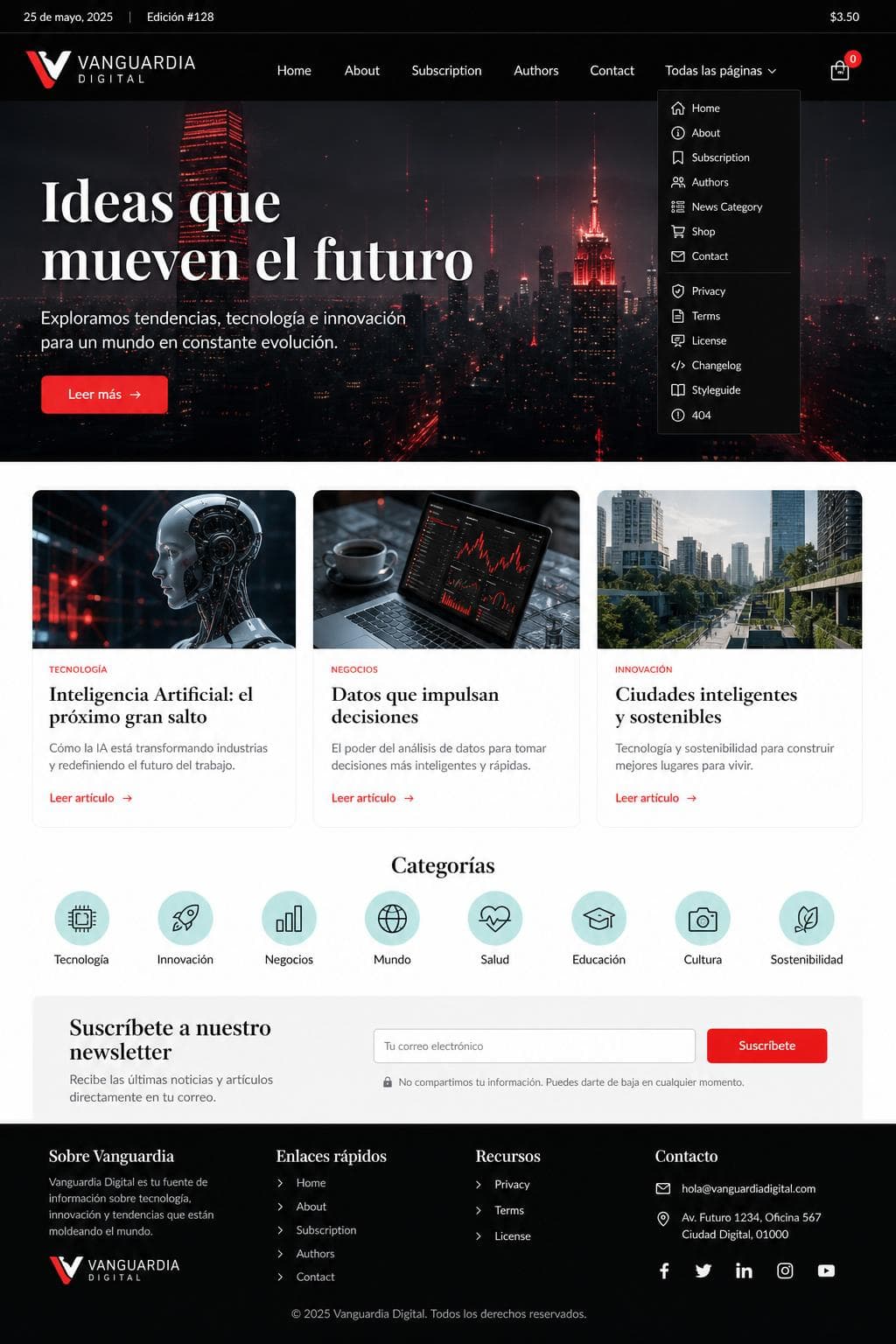 Instituto Abedul — vista previa del theme
