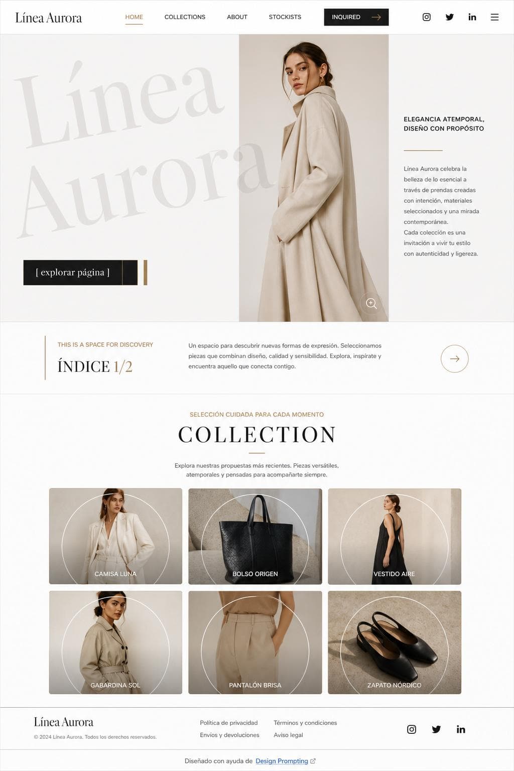 Línea Aurora — vista previa del theme