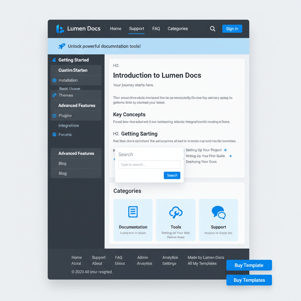 Lumen Docs — vista previa del theme