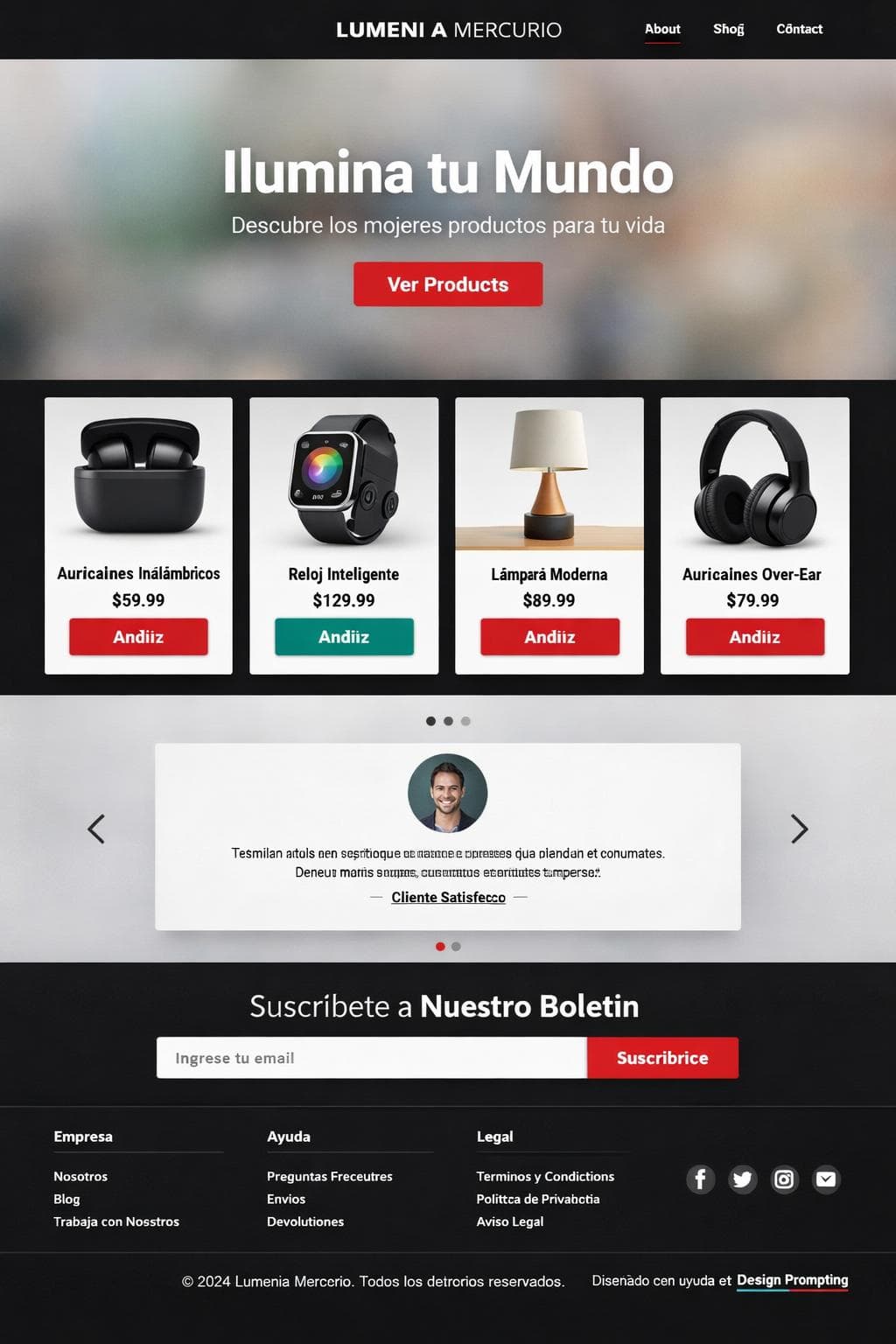 Lumenia Mercurio — vista previa del theme