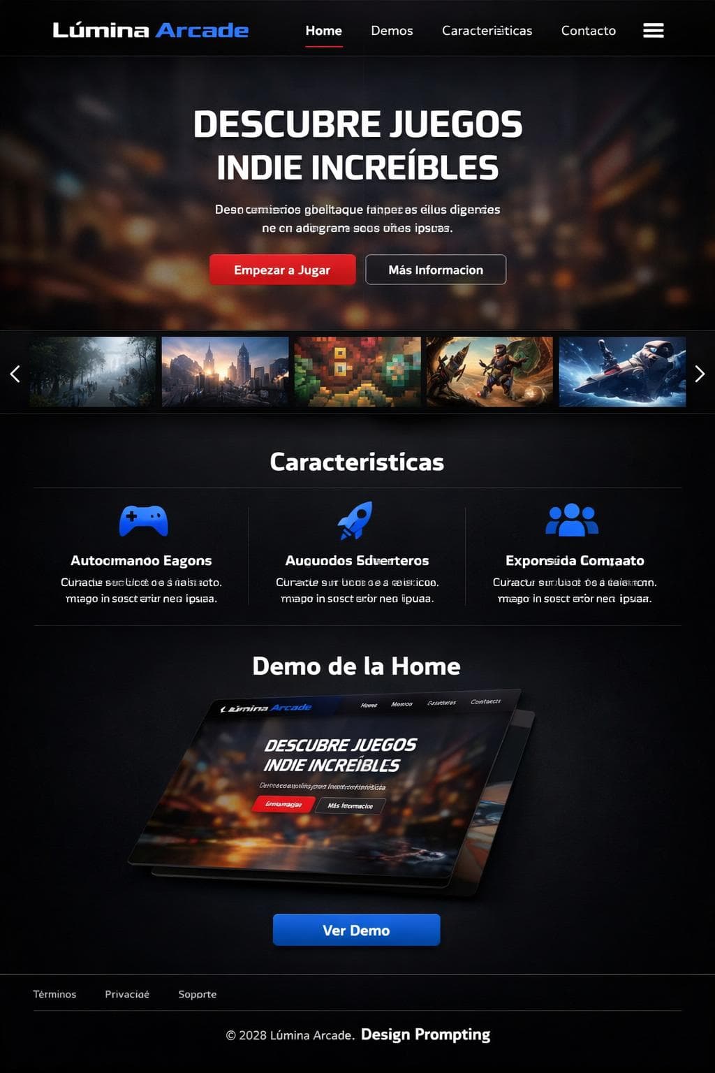 Lúmina Arcade — vista previa del theme