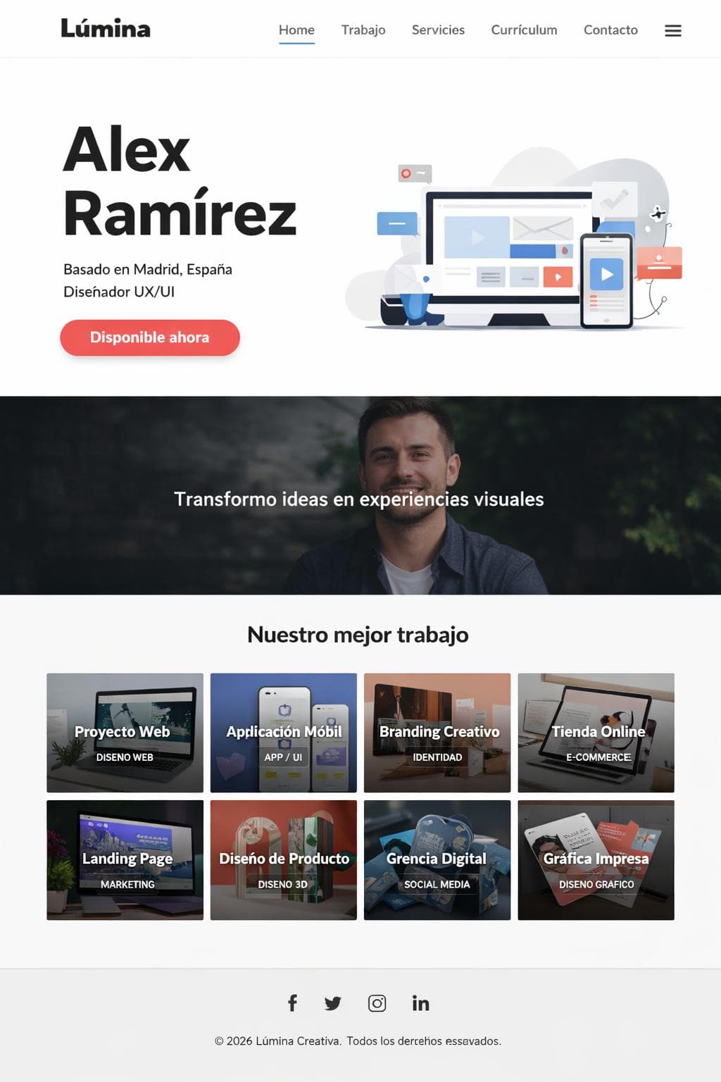 Lúmina Cabo — vista previa del theme