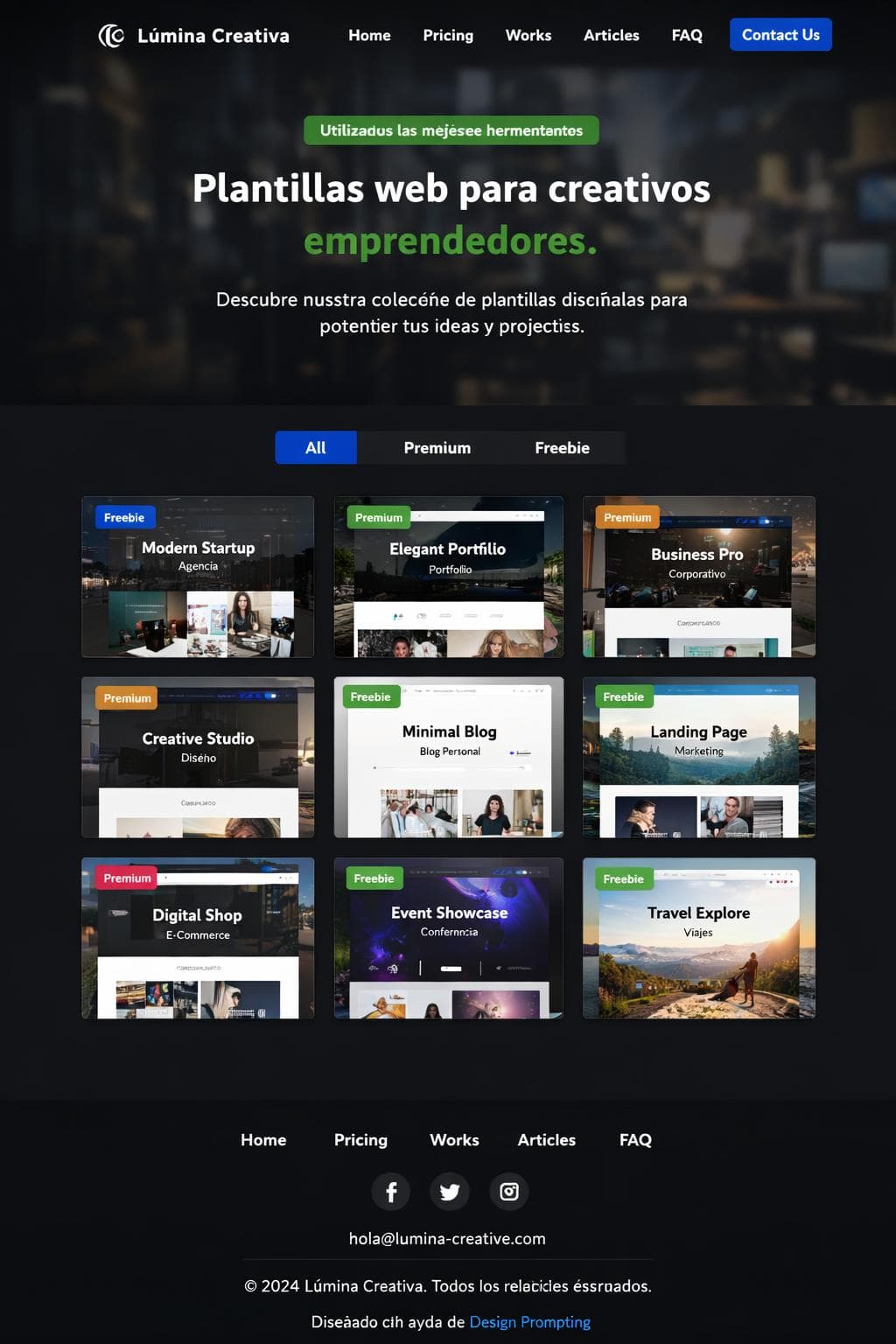 Lúmina Digital — vista previa del theme