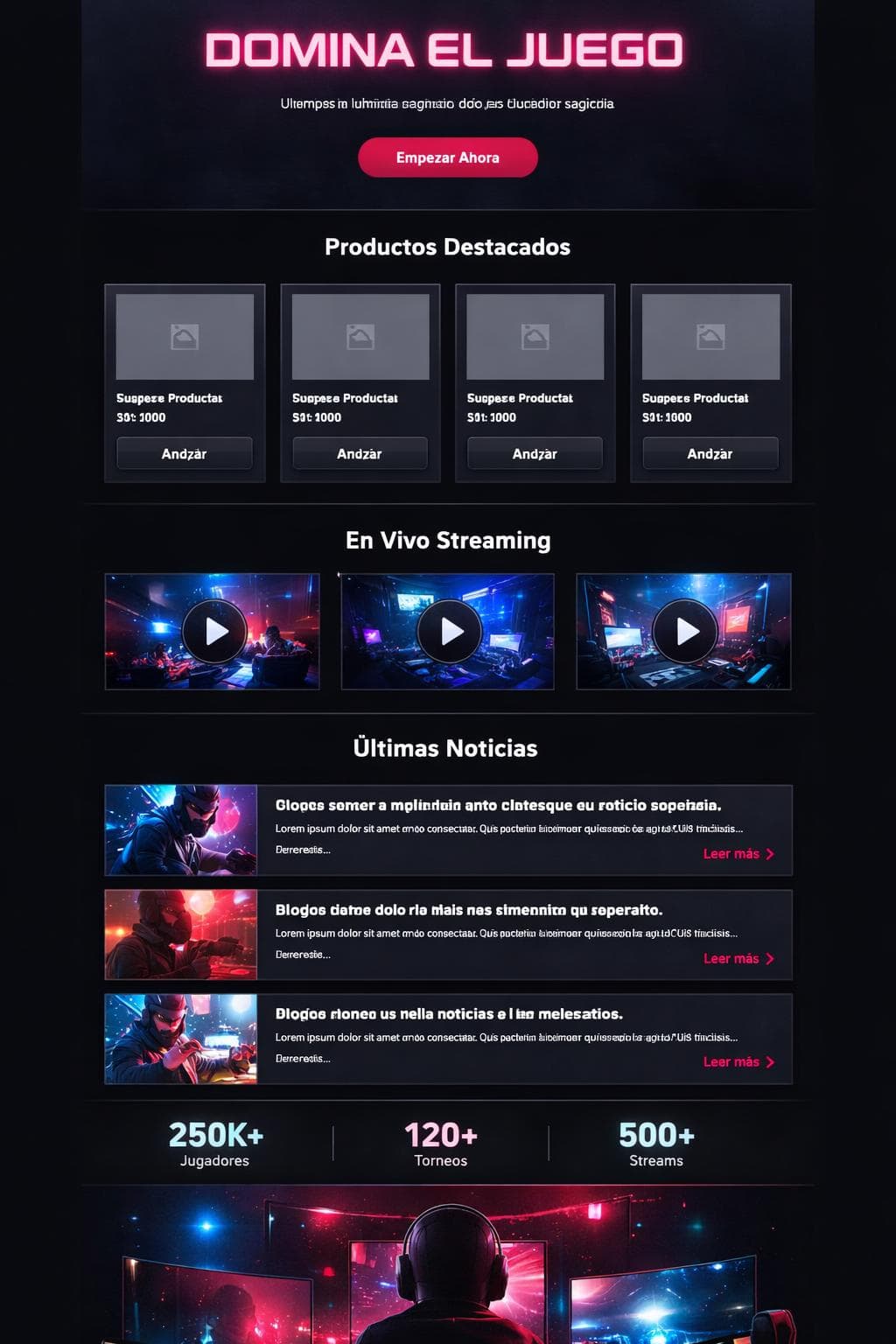 Lúmina Gaming — vista previa del theme