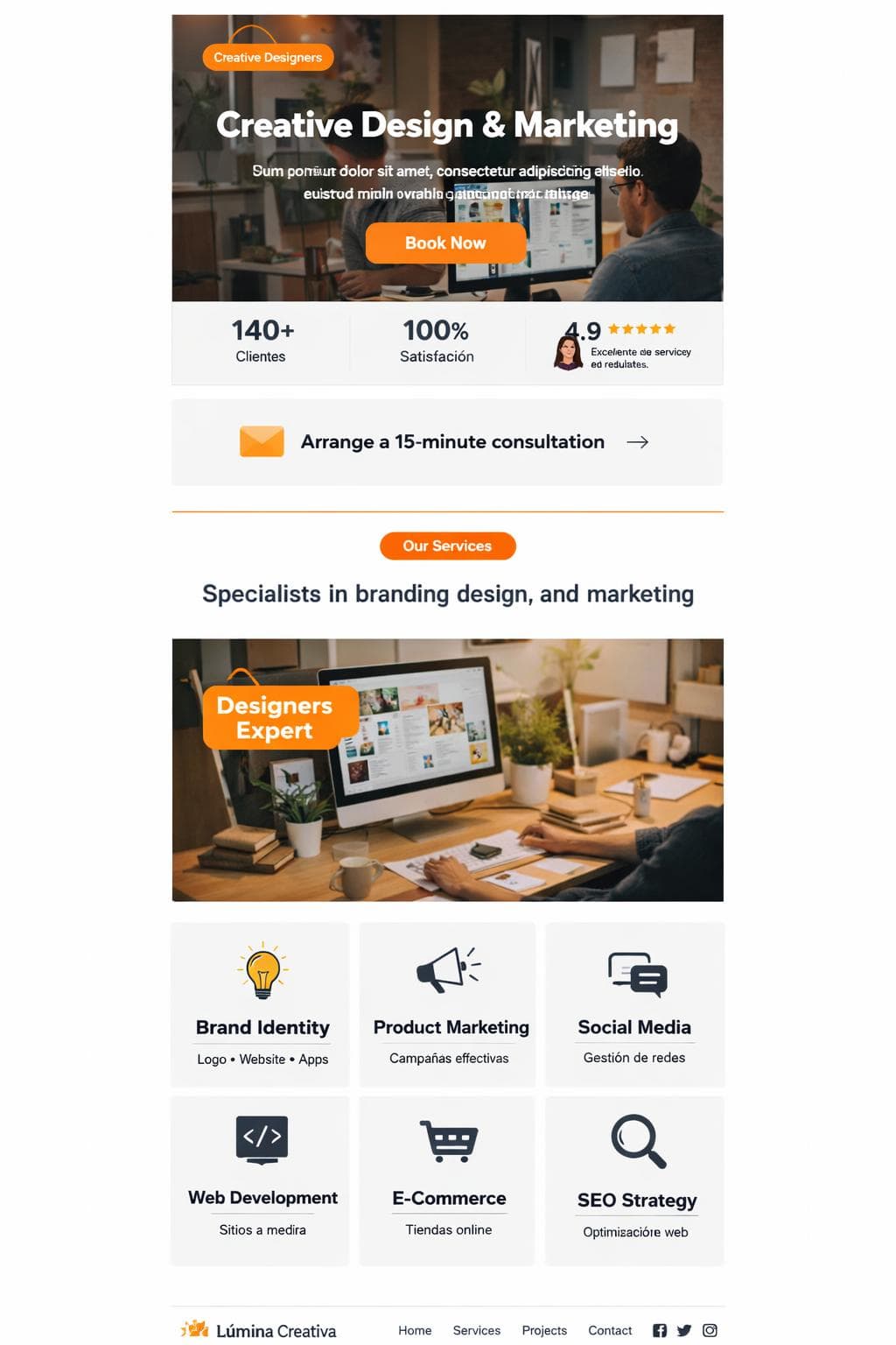 Lúmina Obras — vista previa del theme