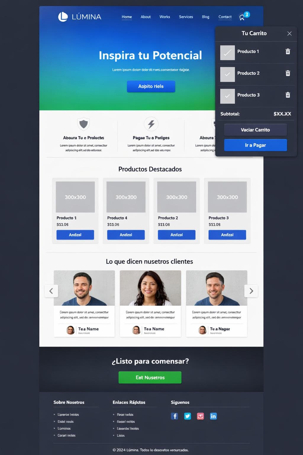 Lúmina — vista previa del theme