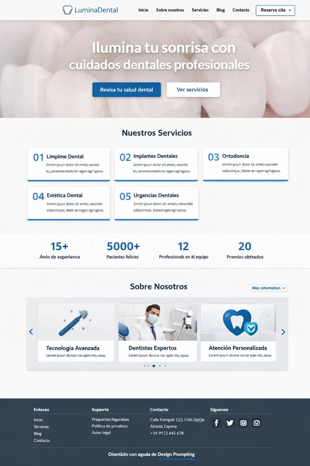 LuminaDental &mdash; vista previa del theme