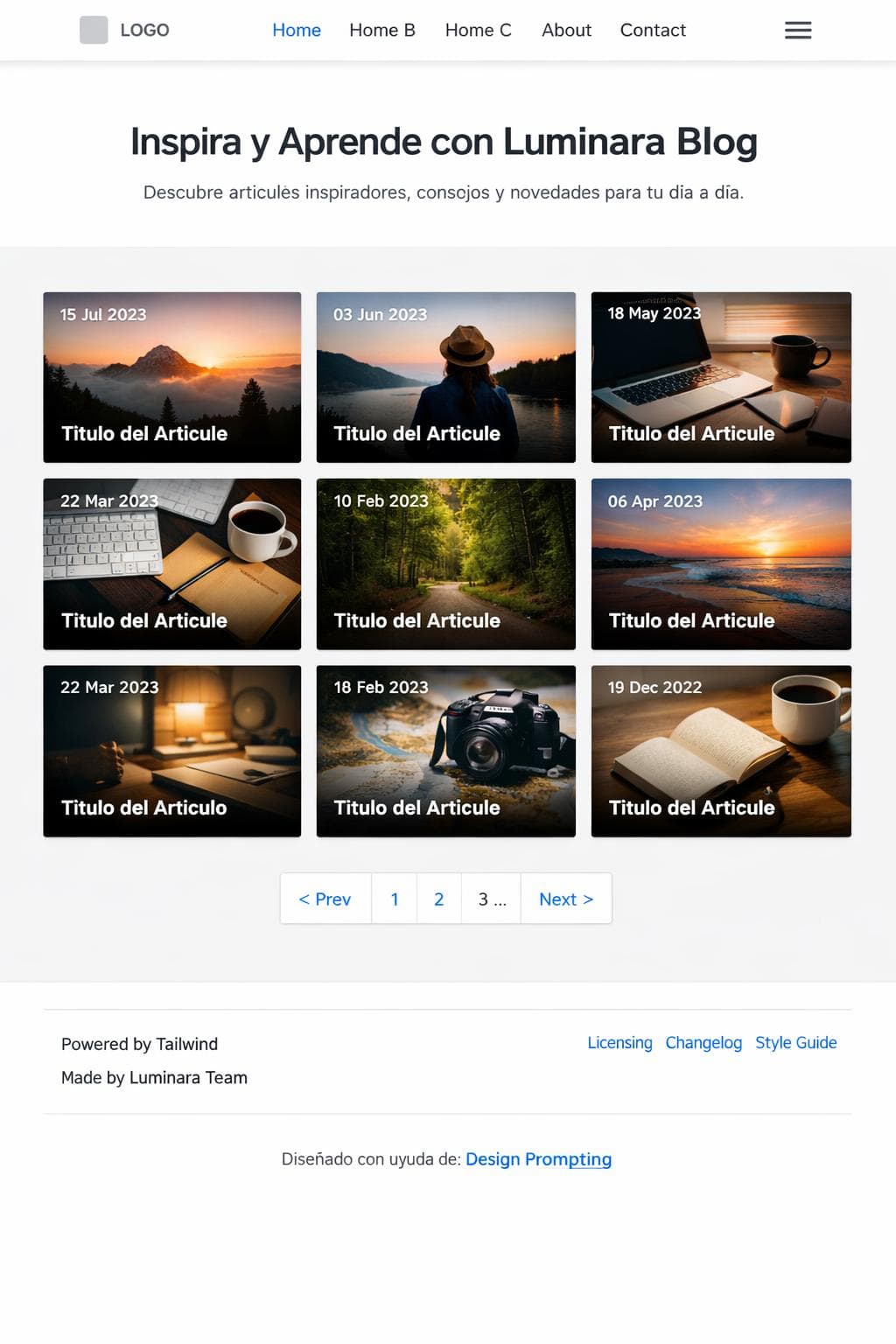 Luminara Blog — vista previa del theme