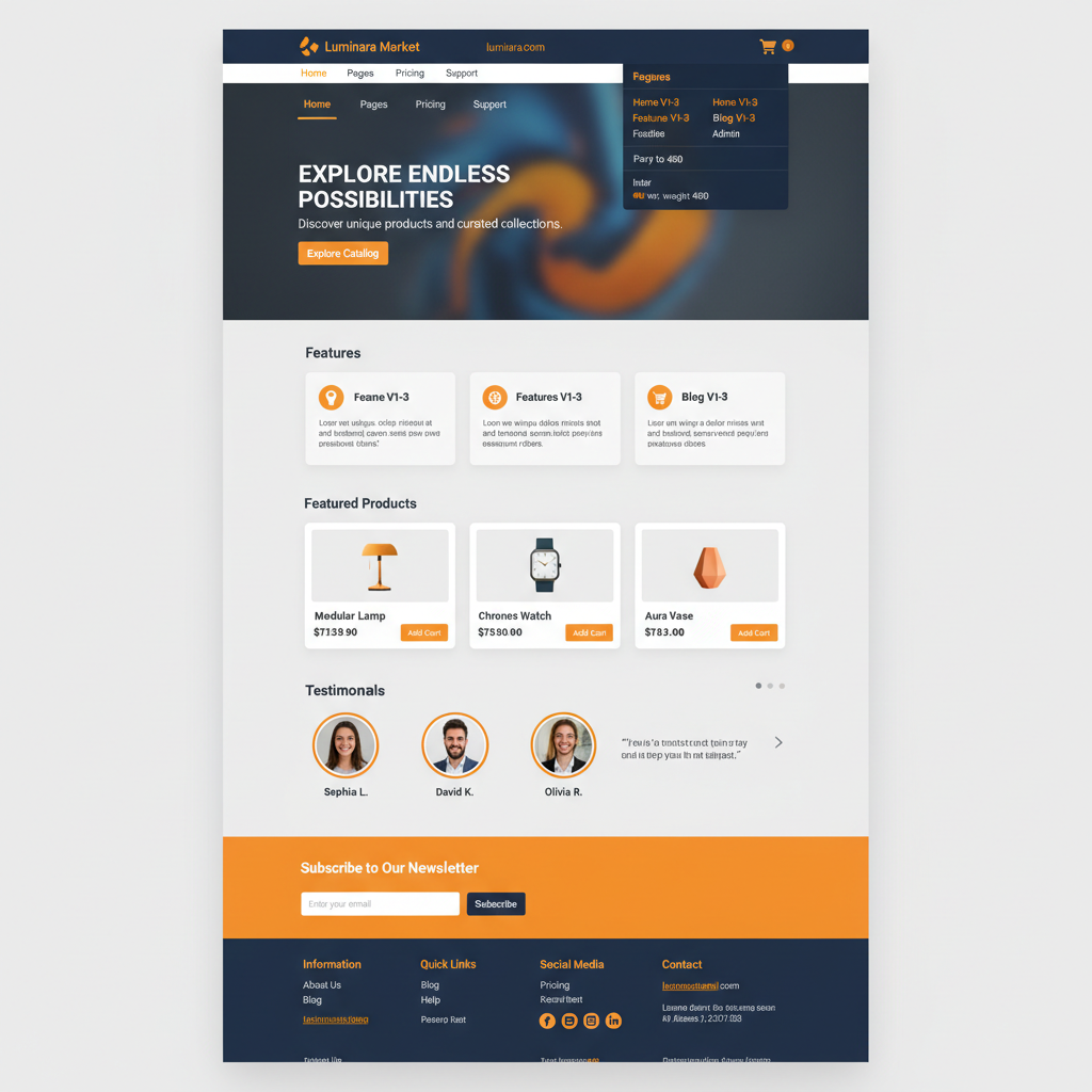 Luminara Market — vista previa del theme