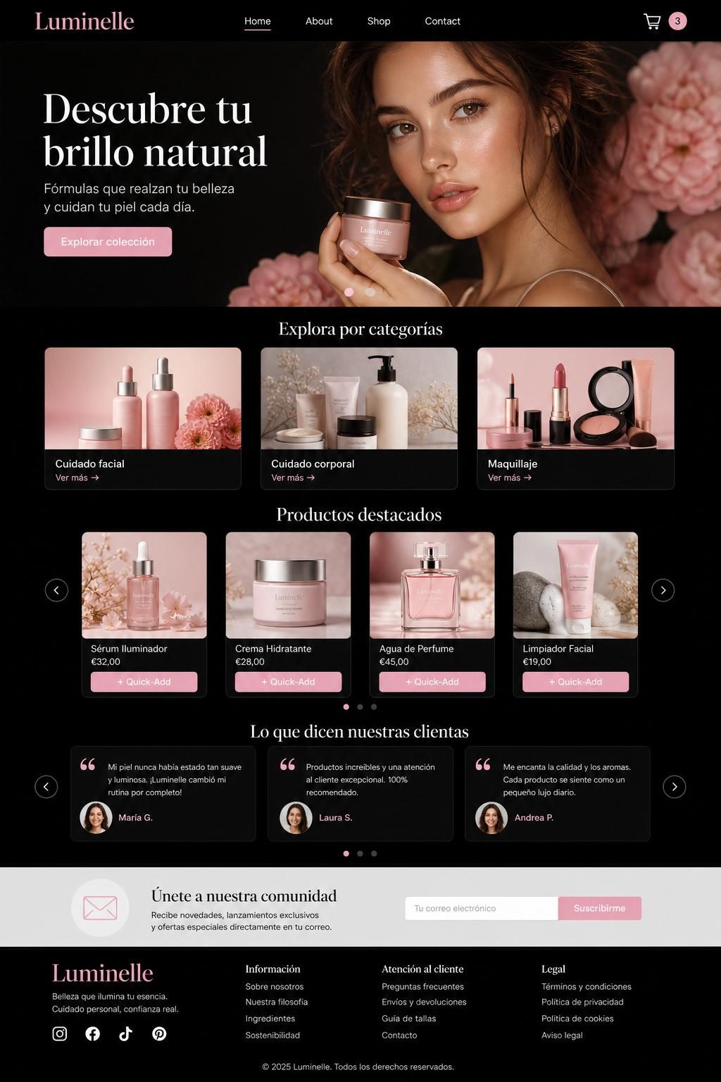 Luminelle — vista previa del theme