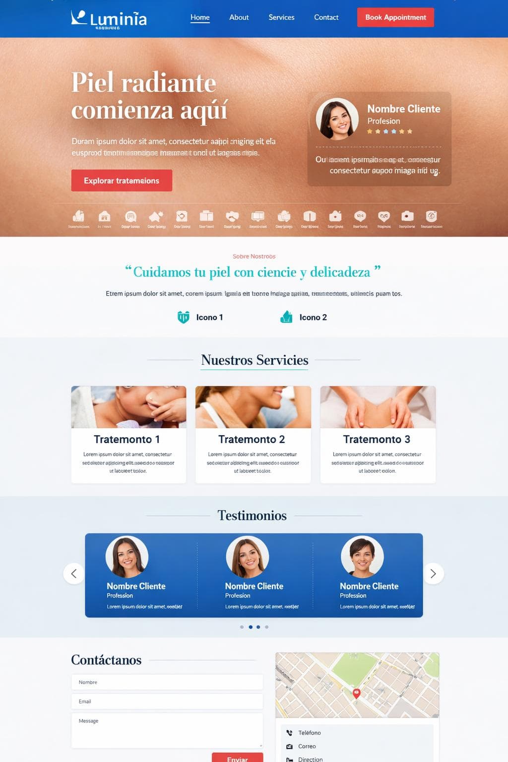Lumin&iacute;a Dermacare &mdash; vista previa del theme