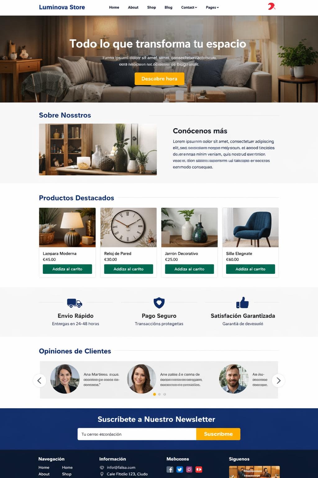 Luminova Store — vista previa del theme