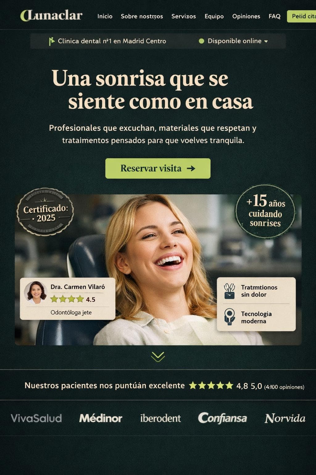 Lunaclar Dental &mdash; vista previa del theme