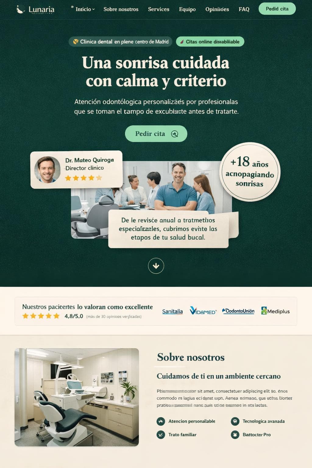 Lunaria Dental &mdash; vista previa del theme