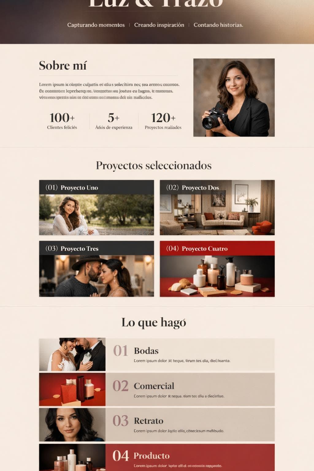 Luz & Trazo — vista previa del theme