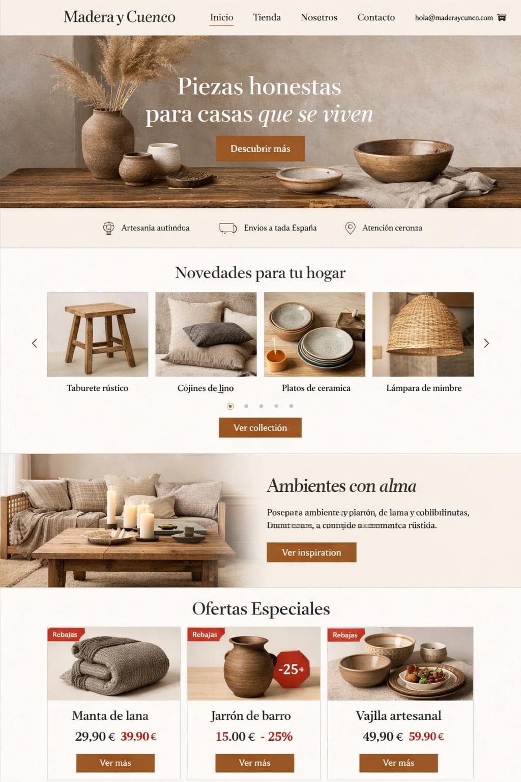 Madera y Cuenco — vista previa del theme