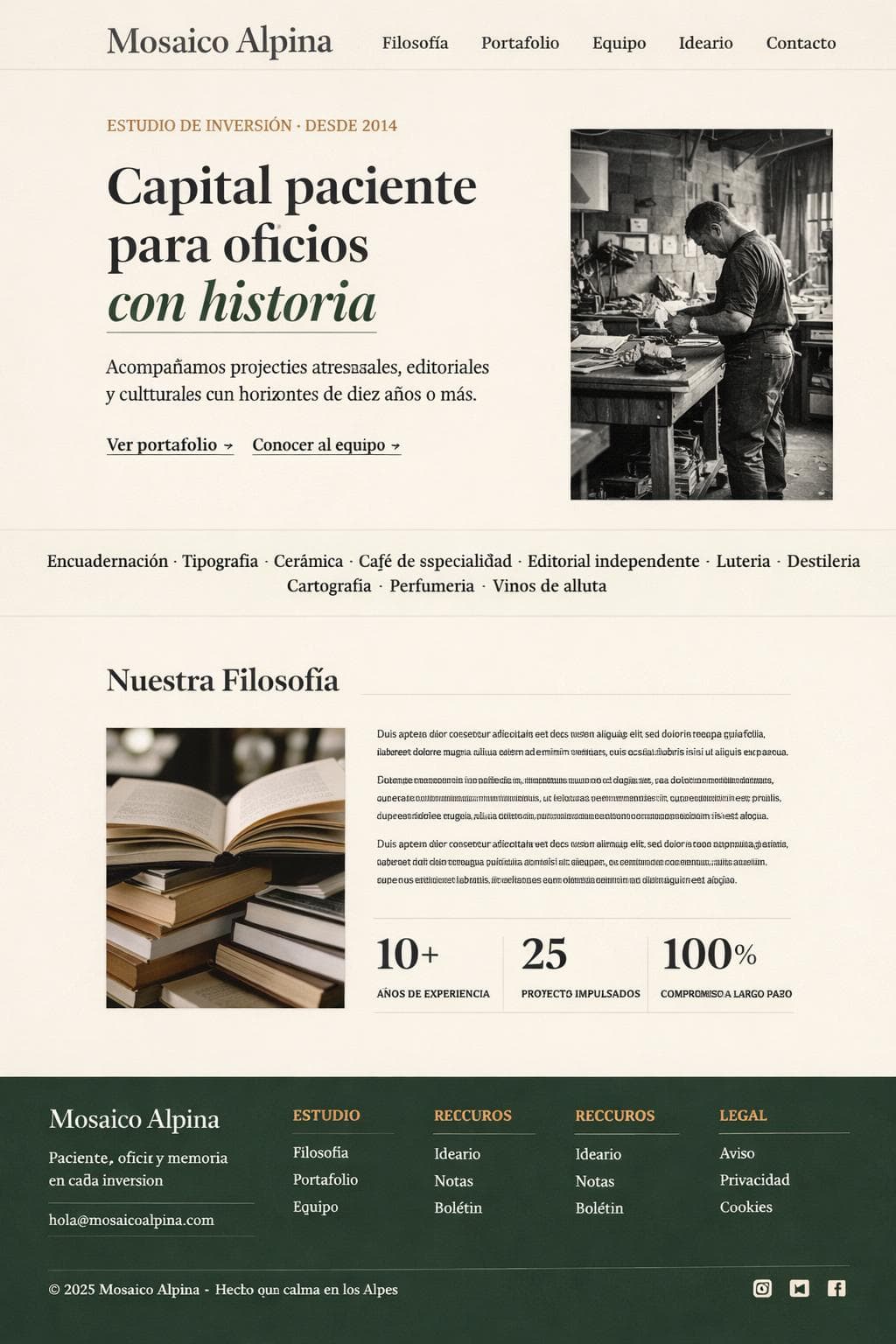 Mosaico Alpina — vista previa del theme