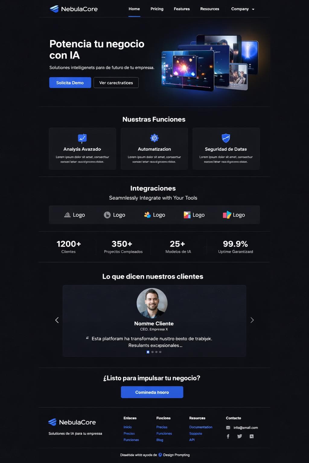 NebulaCore — vista previa del theme