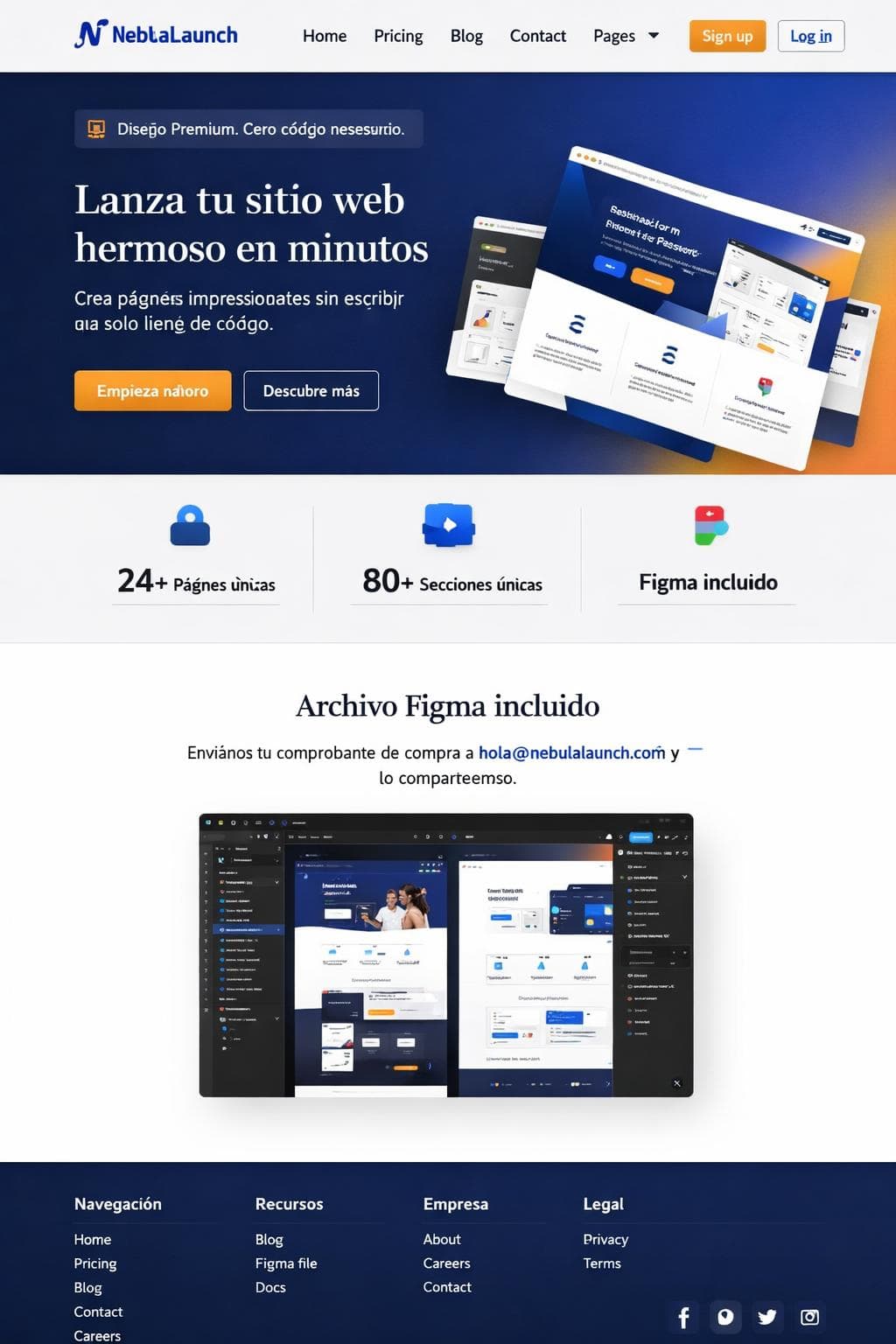 NebulaLaunch — vista previa del theme