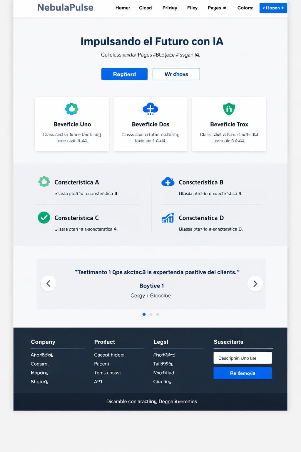 NebulaPulse — vista previa del theme