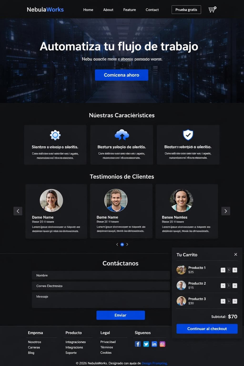 NebulaWorks — vista previa del theme