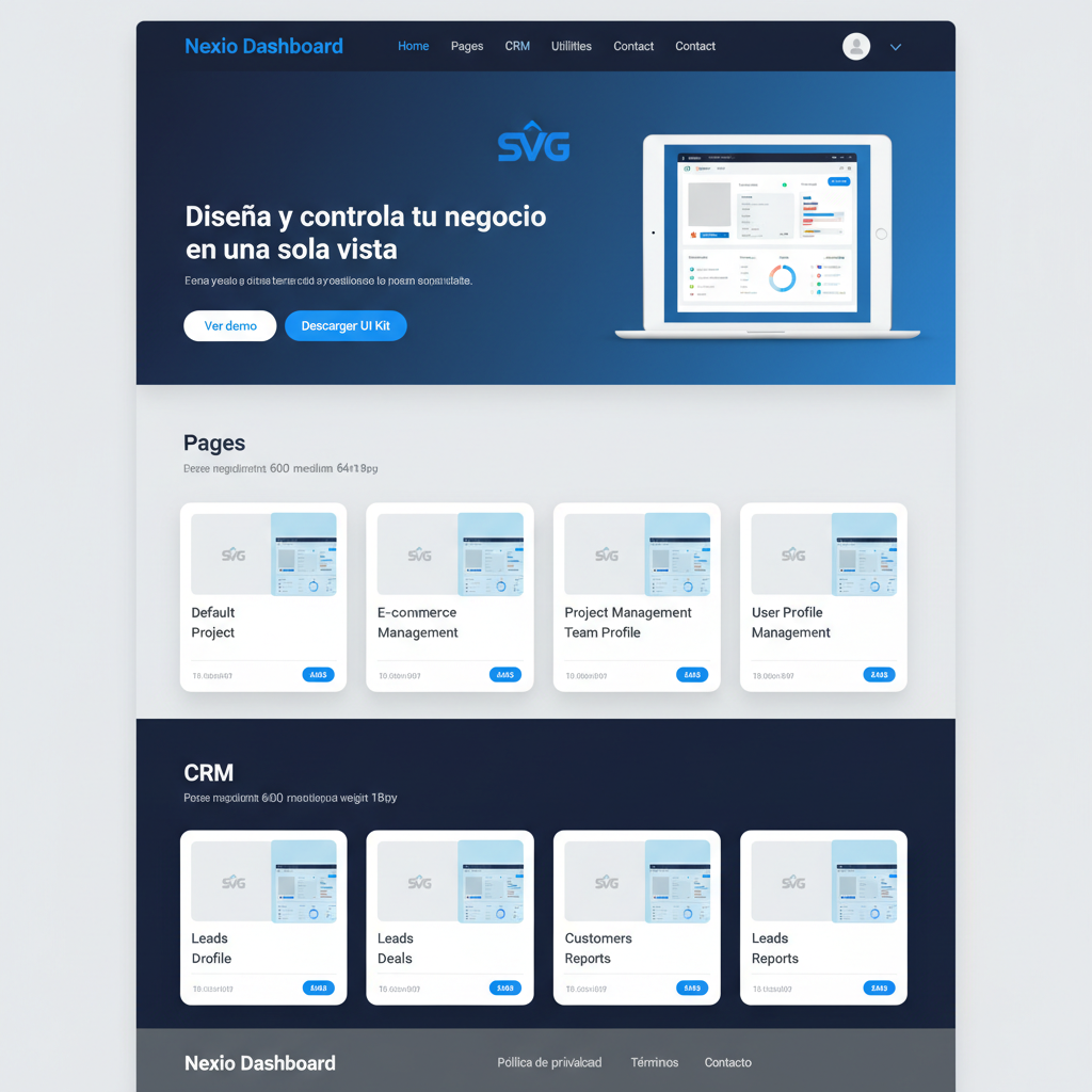 Nexio Dashboard — vista previa del theme