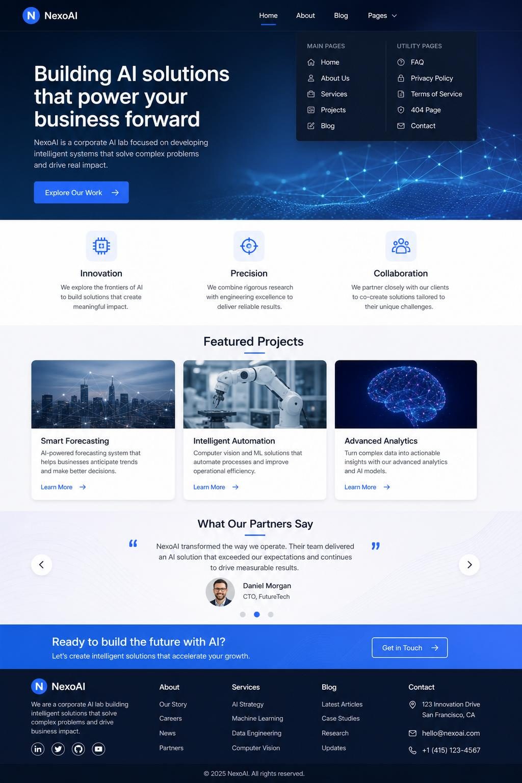 NexoAI — vista previa del theme