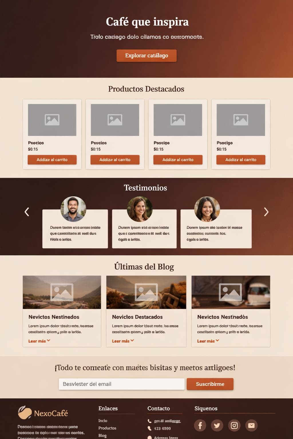 NexoCafé — vista previa del theme