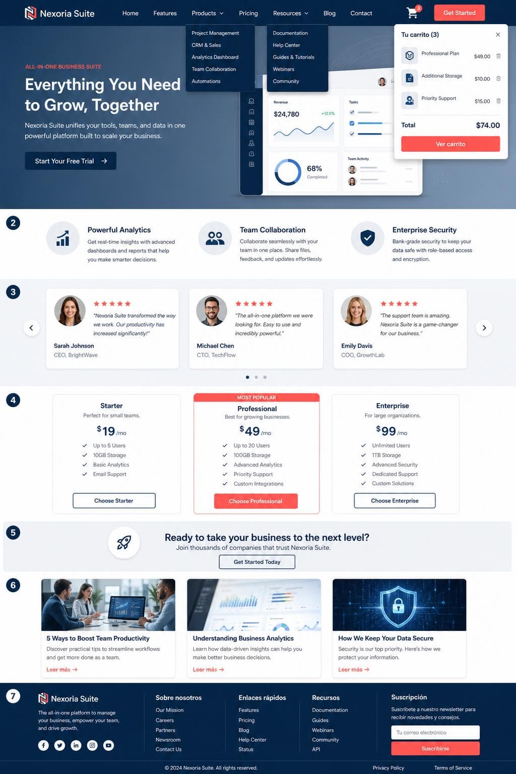 Nexoria Suite — vista previa del theme